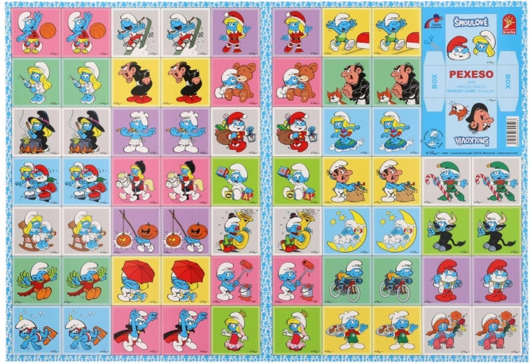 Пексесо Смърфовете – картонена настолна игра, 32 двойки картинки