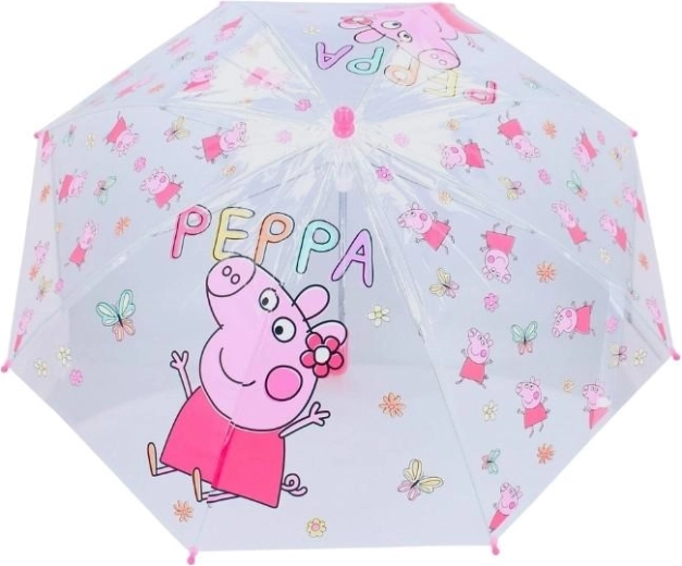 Детски прозрачен чадър Peppa Pig Rainy Days малинов