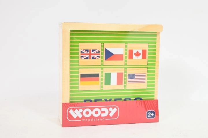 Woody wooden memory game with country flags - 44 pieces