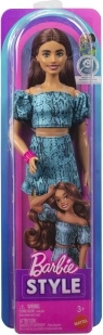 Mattel Barbie Fashionistas collectible doll with dark hair in a two-piece turquoise outfit