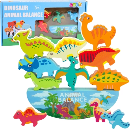 Дървена балансираща игра с динозаври Montessori – 12 части