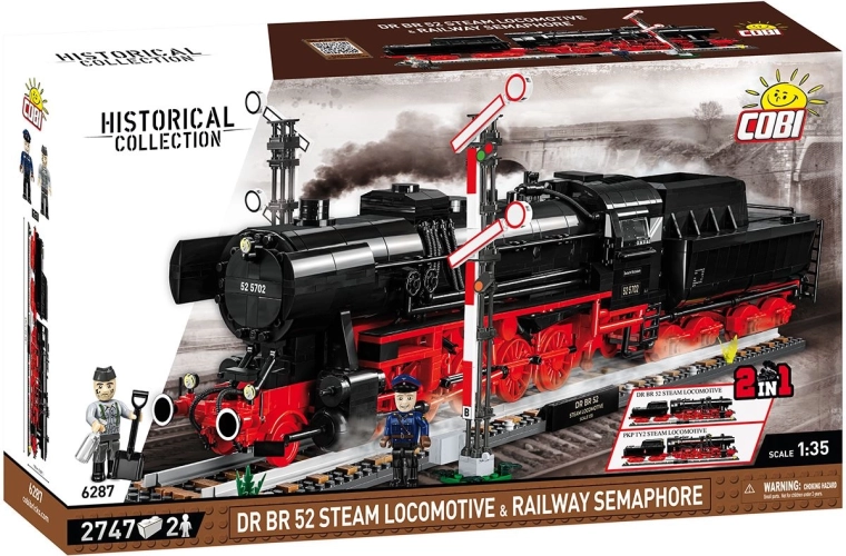 Cobi DR BR 52 парен локомотив и железопътен сигнал 2в1 1:35