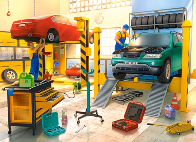 Пъзел автосервиз 100 части Castorland