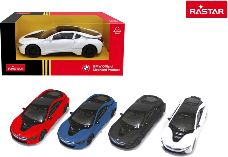 Rastar metal model car BMW i8 1:43 white