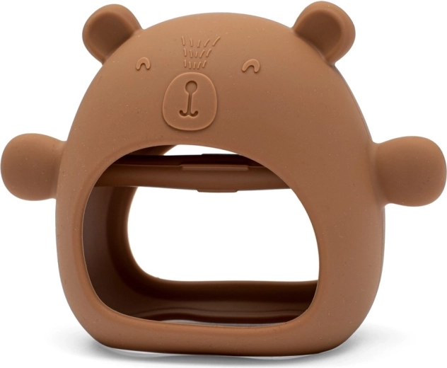 Silicone hand teether teddy bear New Baby caramel brown