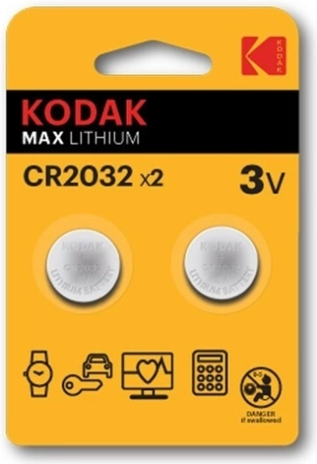 Kodak CR2032 3 V Lithium Button Cell Battery, 2 pcs