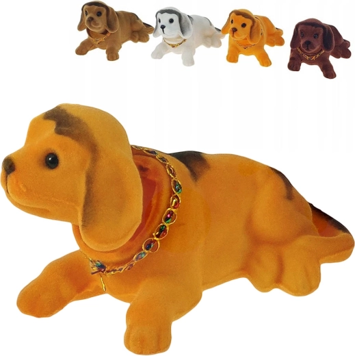 Retro lying dog with nodding head (plastic with velvet-like surface) - 1 piece