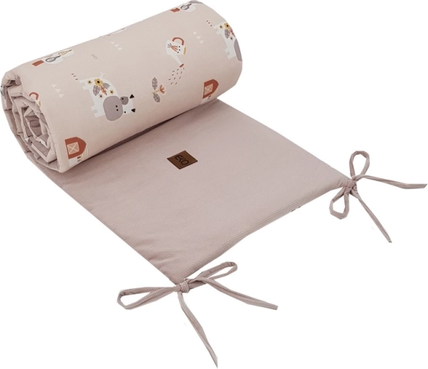 Eko предпазител за бебешко креватче velvet bees beige