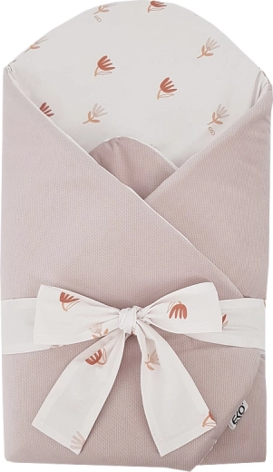 EKO памучна пелена за повиване с велвет и кокосова вложка Beige Meadow 75 × 75 см