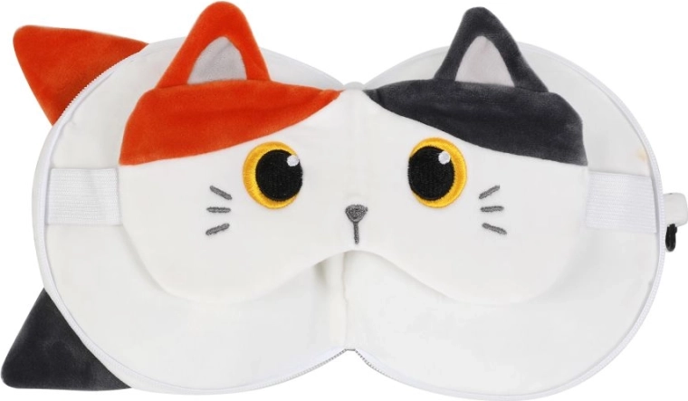 Travel pillow with cat mask – Orange cat