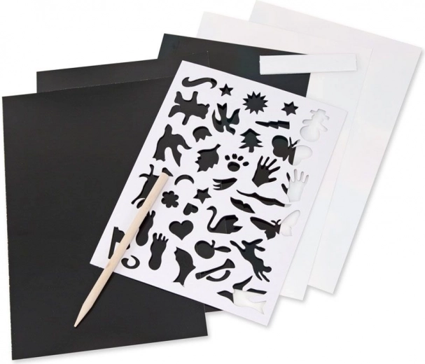 Stencil and wooden stylus for precise motifs