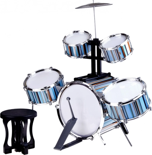 Complete 5‑piece set with cymbal and drumsticks