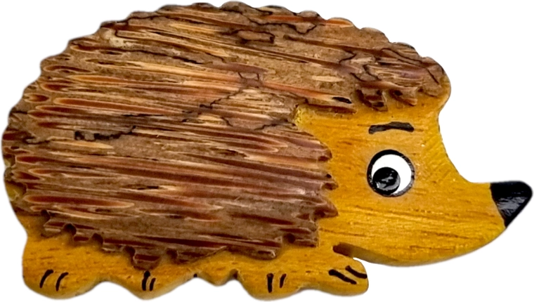 Hand-carved hedgehog with fine details