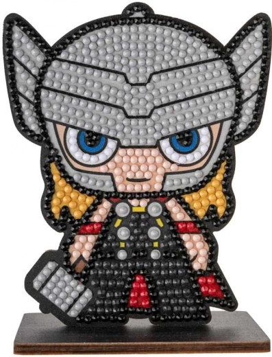 Sparkling THOR figure on a stand