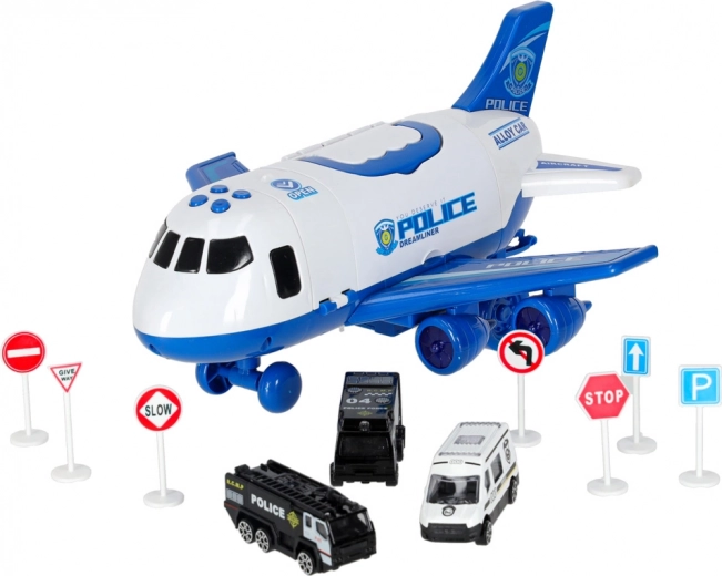 Пълно полицейско оборудване, включително знаци