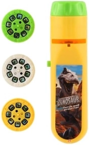 Прожектиране на динозаври върху стена и таван