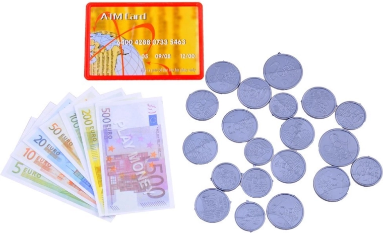 Касова чекмеджe, карта и евро монети