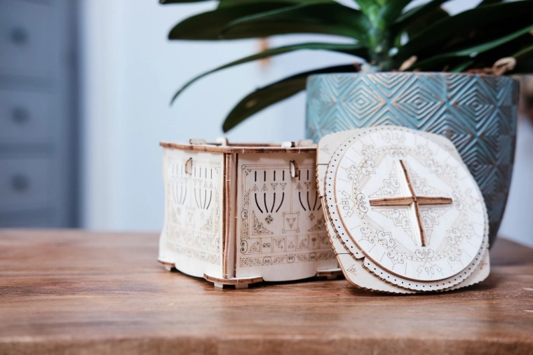 Mechanical puzzle made of solid wood