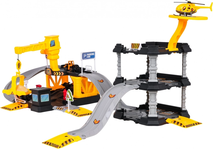 Heliport and construction vehicles