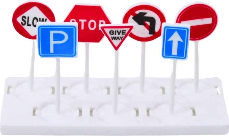 Police set with cars and traffic signs