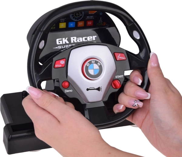 Realistic steering wheel with gears and effects
