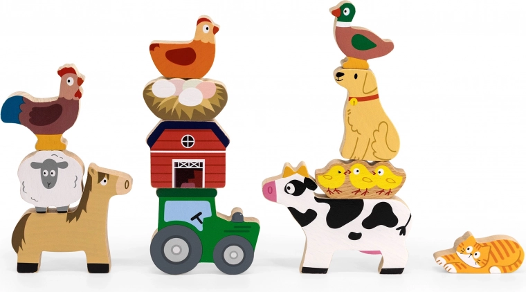 12 цветни дървени фигурки от фермата
