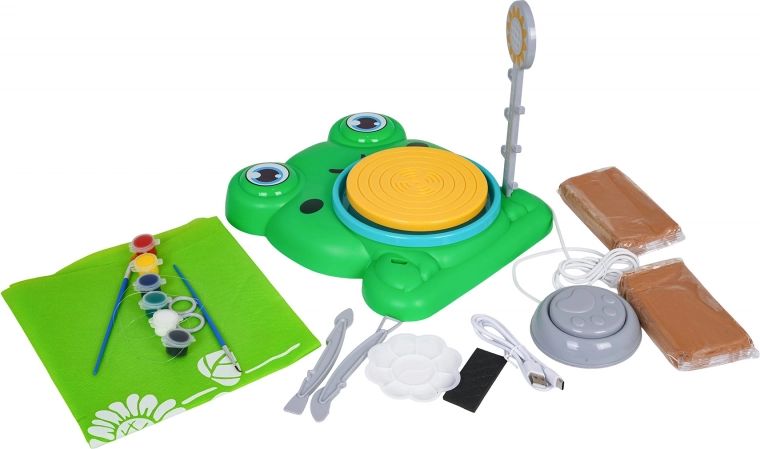 Игрив дизайн на жаба и пълно оборудване