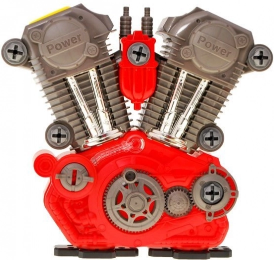 Реалистичен V‑twin с движещи се бутала