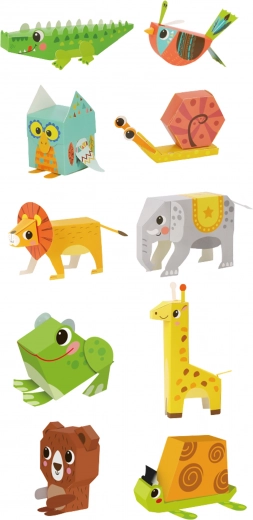 10 цветни 3D животинки за сглобяване