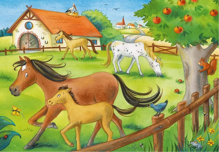 Two colorful farm-themed scenes