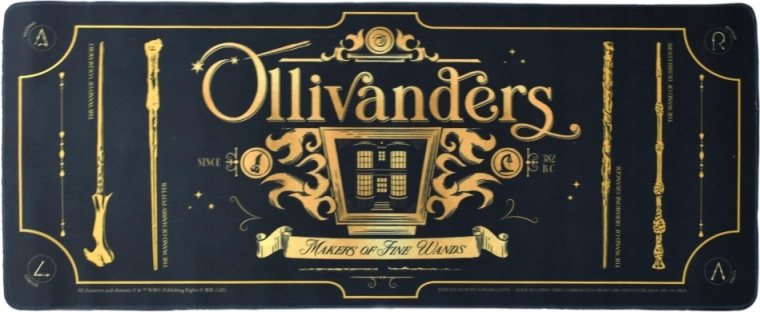 Luxurious black-and-gold Ollivanders design
