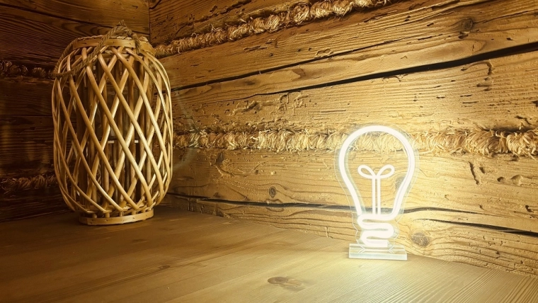 Minimalist neon bulb shape
