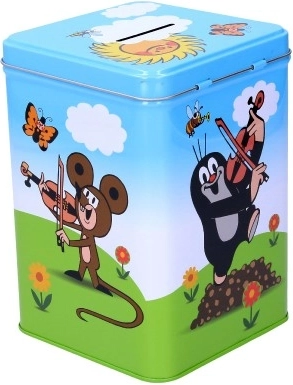 Sturdy tin piggy bank with a slot