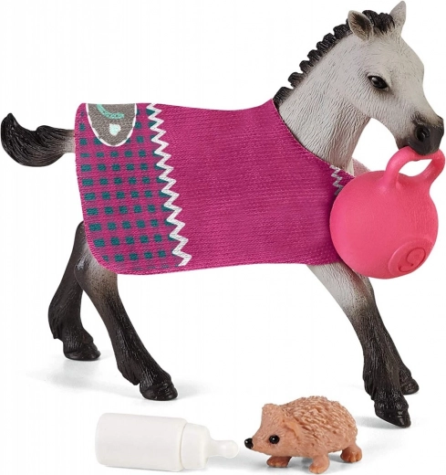 Cute hedgehog and milk bottle