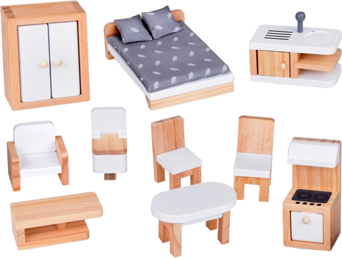 Богат комплект дървени мебели