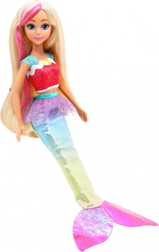 Vibrant colors and a sparkling mermaid outfit