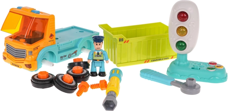 Dismantlable dump truck with screwdrivers