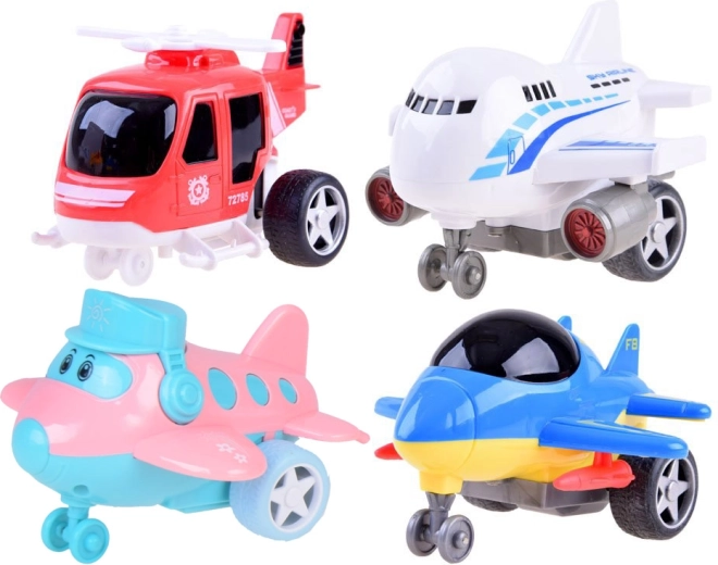 Complete set of airplanes and helicopter