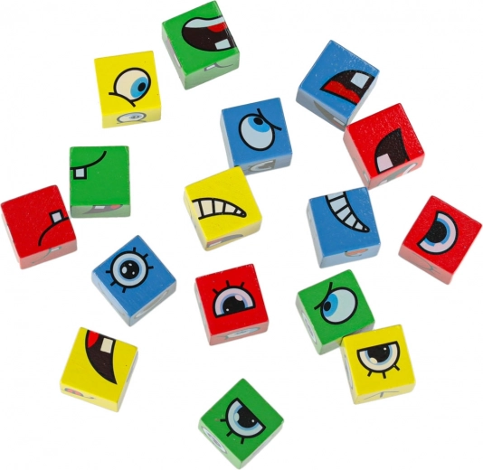 Цветни дървени кубчета с очи и уста