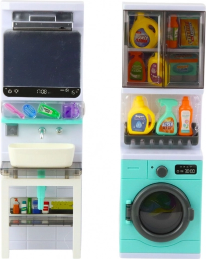 Мивка с огледало и рафтчета за съхранение