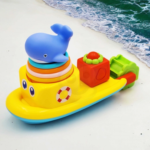 Floating boat with water mill