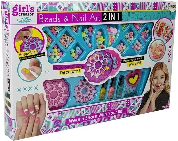 Colorful beads and nail designs