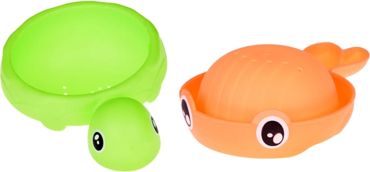 Cups shaped like a turtle and a fish