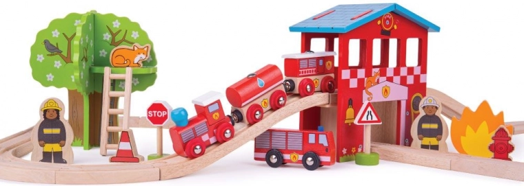 Complete fire-rescue scene ready for action