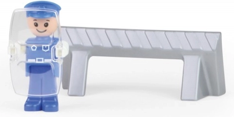 Фигурка на полицай и пътна бариера