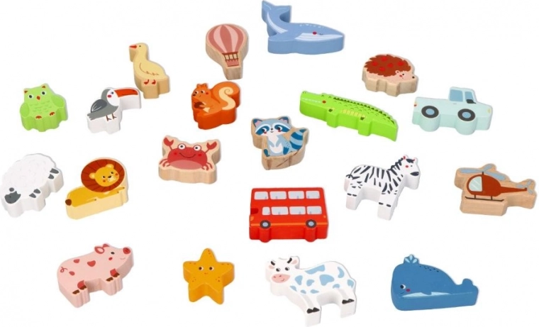 Пъстроцветни дървени елементи