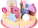 Дървена рожденденска торта за рязане с декорации