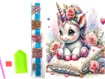 Diamond painting on canvas - floral unicorn 23 × 30 cm