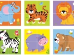 VIGA дървени кубчета Zoo – 6 картинки, 4 части