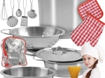 Метален детски кухненски комплект в раничка, 13 части